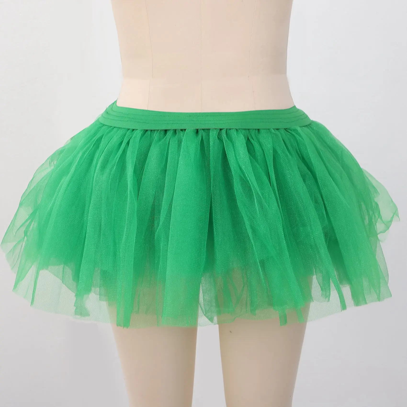 Dance Tulle Tutu 5 Layered Tutu Prom Party Costume Tulle Tutu for Women and Girls,Green