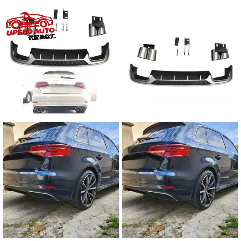 

Suitable for Stlf Normal Standard Style Hatchback With 4 Exhaust Tip PP And Steel Material Rear Diffuser A3 S3 2017