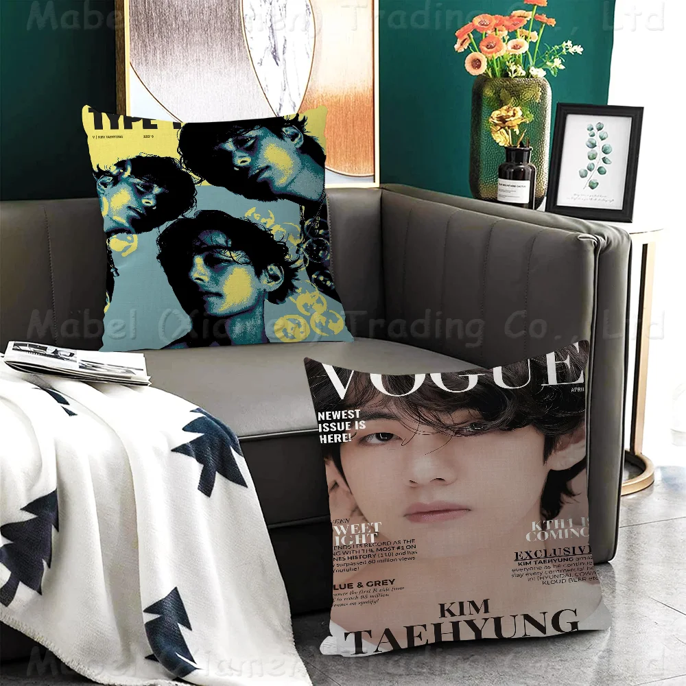 Singer Kpop Kim Tae Hyung V Layover Pillow Cushion Cover Pillowcase Living Room Sofa Home Decor Customized