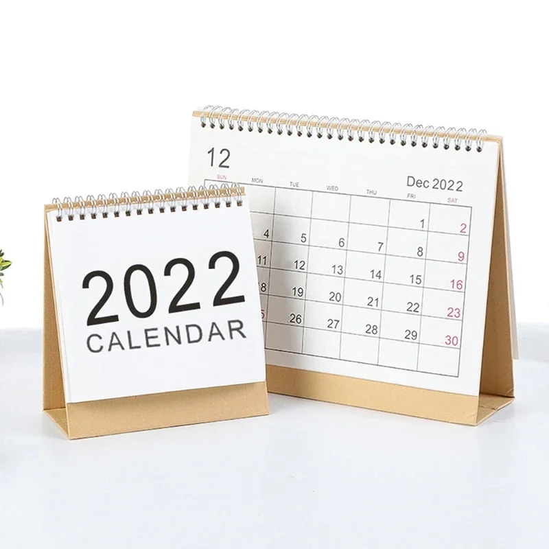 

2022 Simple Desktop Calendar English Coil Daily Monthly Planner Schedule Yearly Agenda Organizer Home Office
