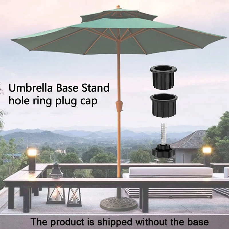 2 Sets Outdoor Patio Umbrella Base Stand Replacement Parts Umbrella Base Bracket Hole Ring Plug Cover And Cap-AT95