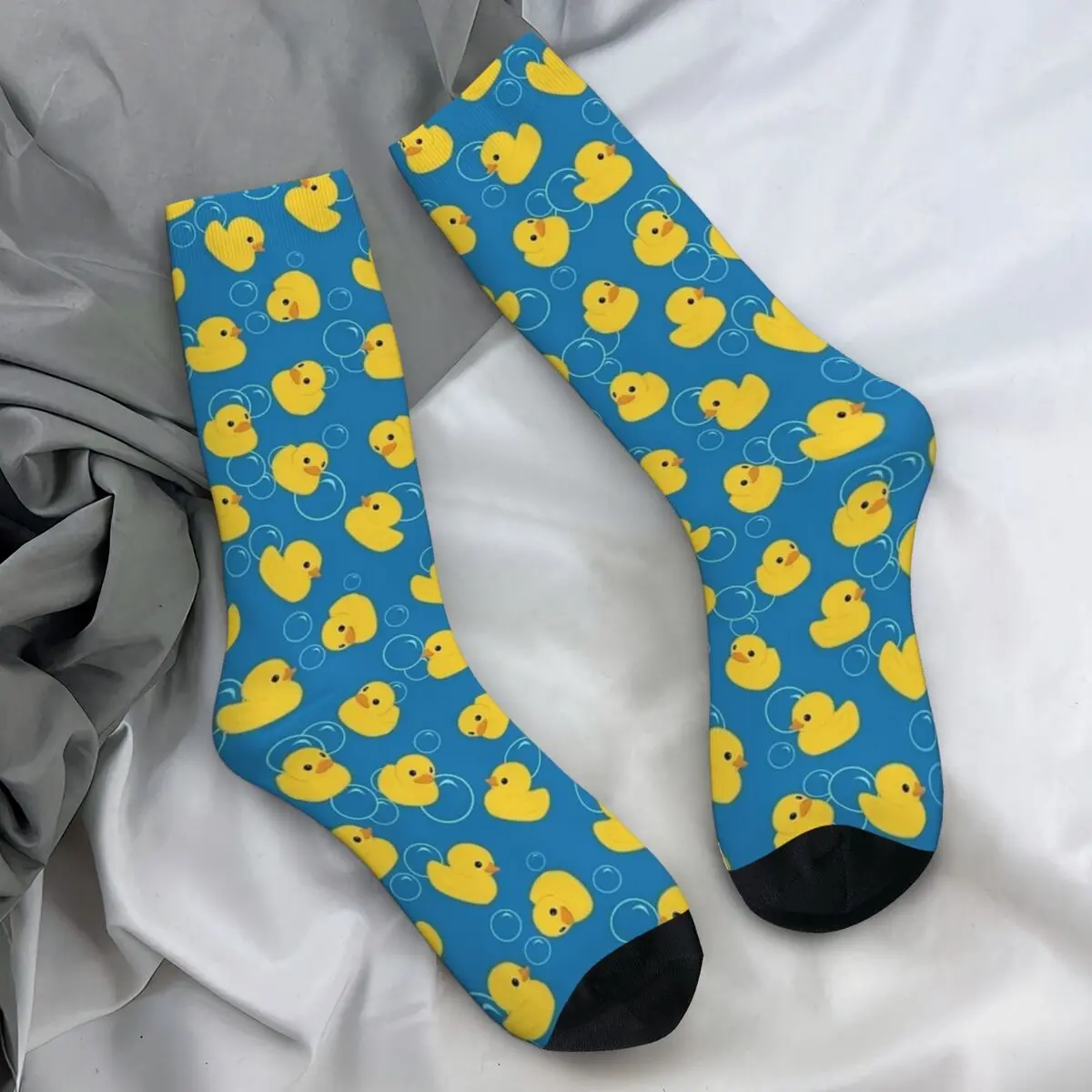 Cute Yellow Bath Duck Stockings Rubber Duck Graphic Kawaii Socks Autumn Non Slip Socks Adults Men Outdoor Quality Socks