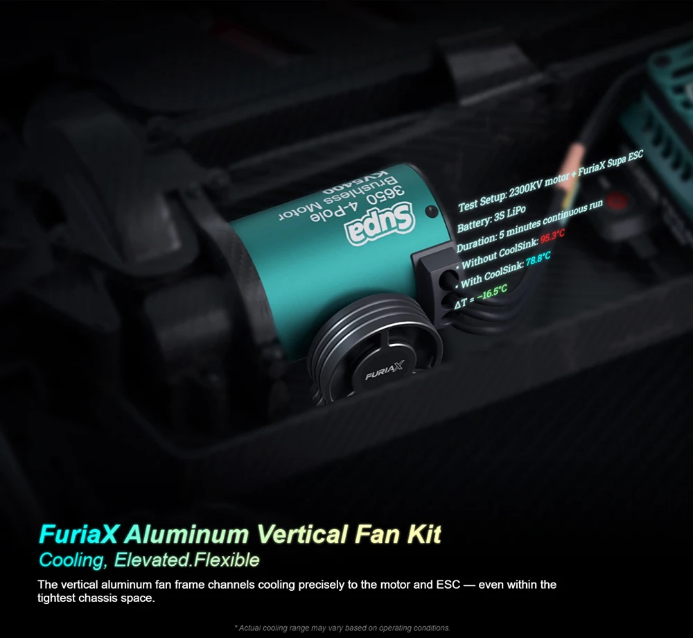 SKYRC Metall-Lüfter, 28000–30000 U/min, CNC-Aluminium, 8,4 V, FuriaX CoolSink Pro Lüfter-Set für 1/10 3650 Motoren, ferngesteuertes Auto – Detail 8