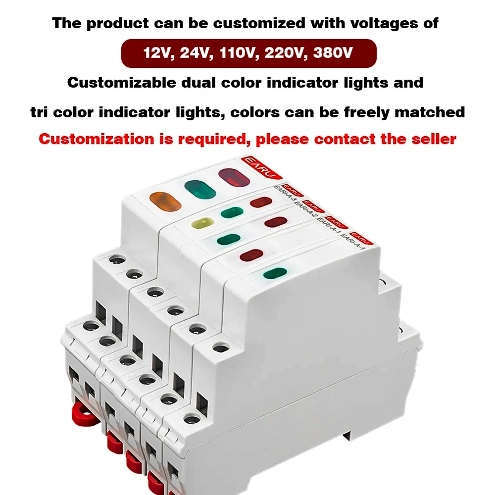 10/18mm Rail Indicator Light AC DC 220V 230V LED Dual Color Signal Light Tri Color Indicator 50/60Hz Light Red Green Blue
