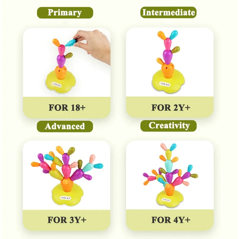 Creative Variety Cactus Children DIY Balancing Rainbow Early Education Building Blocks Assembly Birthday Gift Boy and Girl Toys