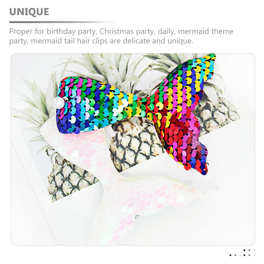 

Набор из 8 заколок для волос в виде хвоста русалки с пайетками и блестками, милые аксессуары для девочек на каждый день, подарок на день рождения или Рождество