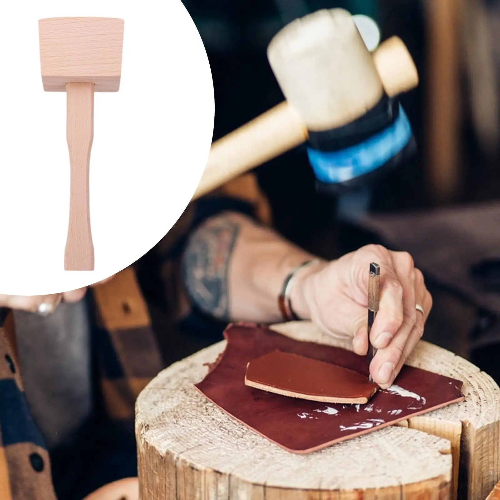 Solid Wood Mallet Precision Carpenters Wooden Hammer for Woodworking Tools Professional for Leather Work DIY