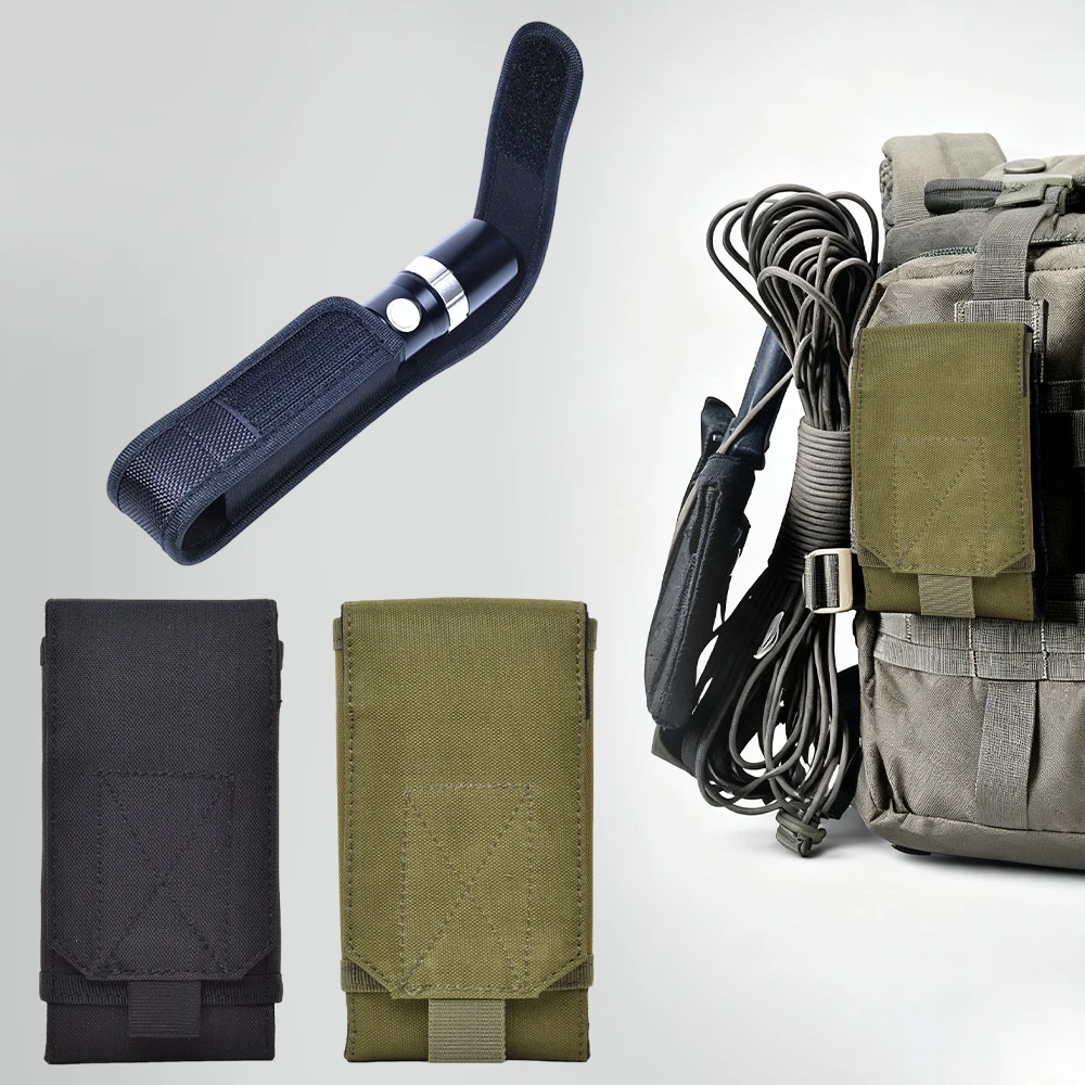 

Nylon Belt Hunting Mobile Phone Bag Tactical Flashlight Bag Outdoor Hunting Camping Hiking Multi-Function Tactical Accessories