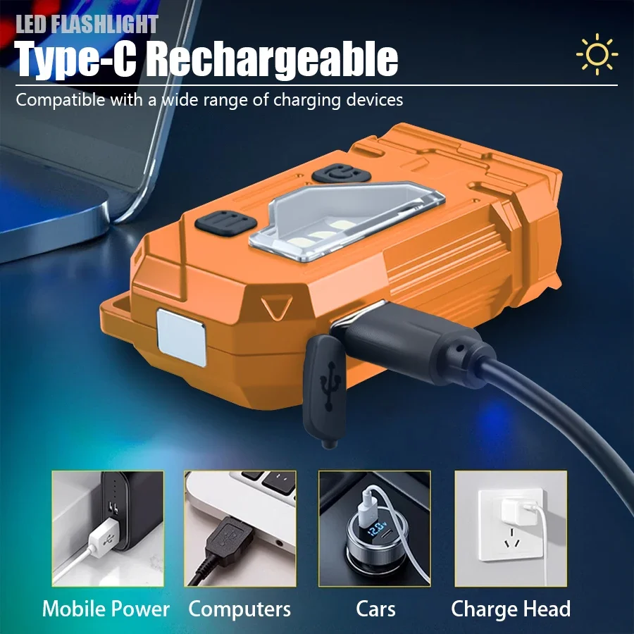 Powerful Pocket Torch Light Magnetic Flashlight Super Bright LED Multifunctional Linterna COB LED EDC Mini Keychain Flashlight