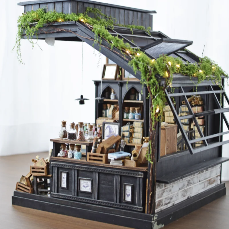 مجموعة أثاث بيت الدمى مجموعة DIY أو الانتهاء |   خزانة زاوية، رف أحذية، خزانة ساحرة وعرض حلوى الحائط ديكور غرفة مصغر