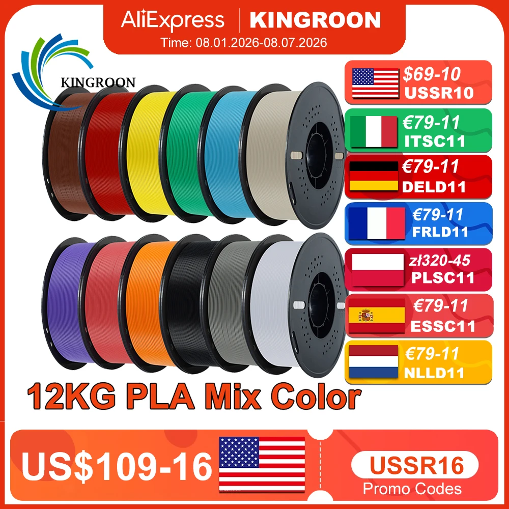 Pla Filament 1.75Mm - 10KG/22LBS Filamen PLA Multiwarna 1KG/Roll 1.75Mm