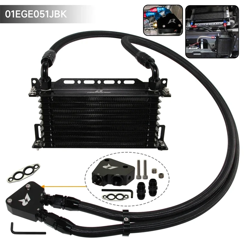 Black Oil Cooler w/ Bracket Kit 10/13/15 Row AN10 For Chevrolet Corvette C5 C6 C7 1997-2004 LS1 LS2 LS3 LS6 LS7 LS9 Adapter