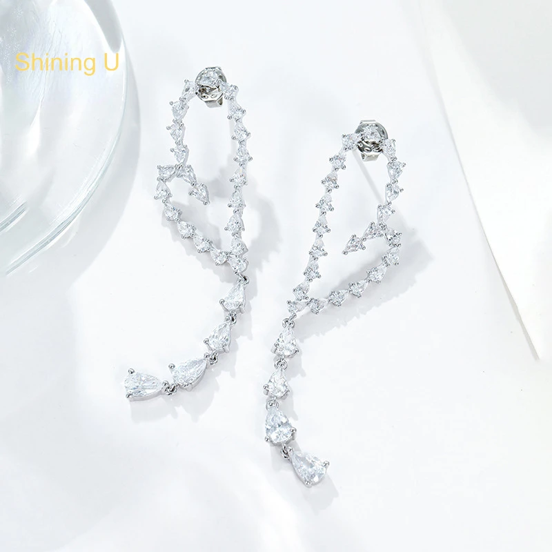 

Shining U Luxury Synthetic Stones Dangle Earrings Fashion Jewelry for Women Gift Banquet