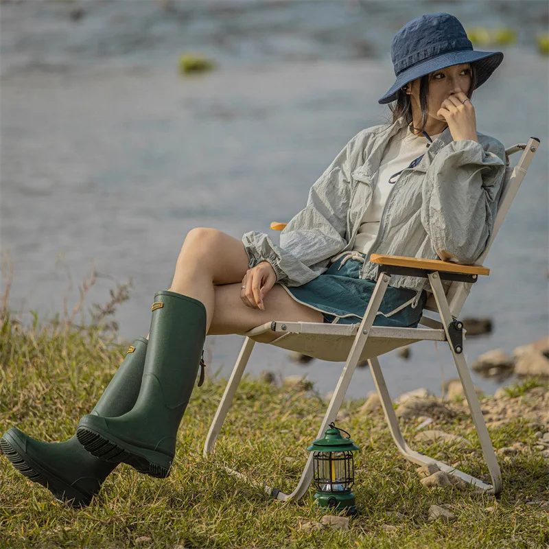 High Tube Rain Shoes Women's Non-slip Waterproof Couple Rain Boots Men's Long Tube Car Wash Work Wear-resistant Rubber Shoes