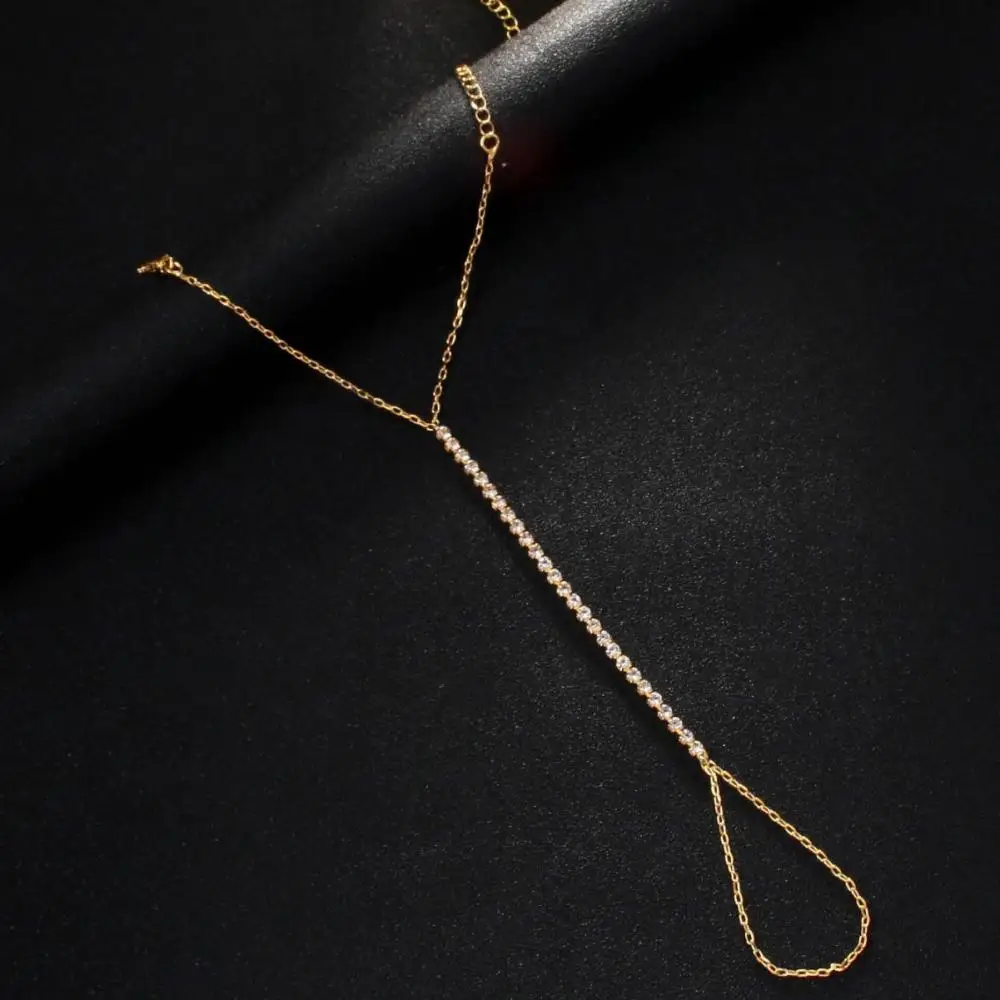 بسيطة الشرير كريستال الرقيق سلاسل للنساء بيان اكسسوارات هدية موضة Y2k حجر الراين فنجر سوار مجوهرات قابل للتعديل