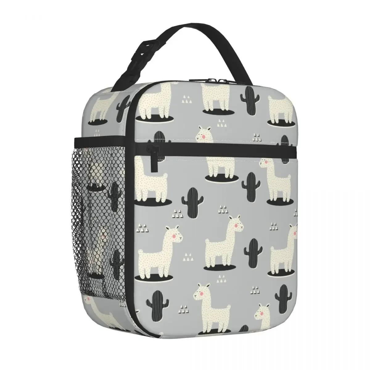 Llama And Cactus Alpaca Insulated Lunch Bags Thermal Meal Container Portable Tote Lunch Box for Men Women Beach Picnic