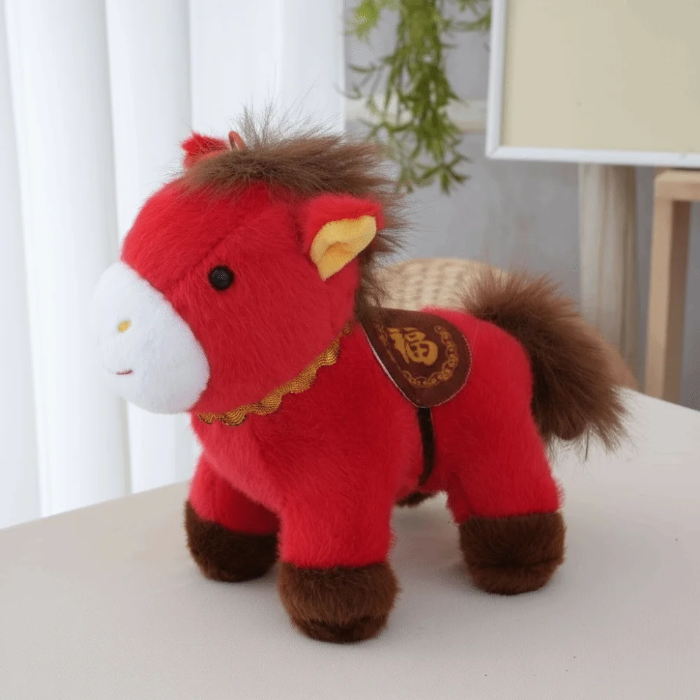 Funny Cartoon Pony Pendant Mascot Dolls Steed Doll Plush Horse Keychain Fluffy Soft Stuffed Animal Keyring Birthday Gift