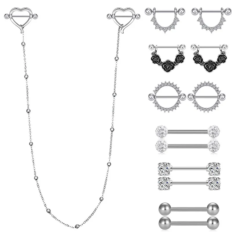 Moda lunga catena U a forma di cuore anello per capezzoli donne Sexy gioielli per il corpo 1 paio stuzzicare europa e America donna Piercing al capezzolo