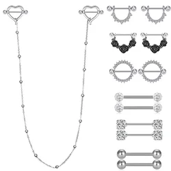 Fashion Long Chain U Heart Shaped Nipple Ring Sexy Women Body Jewelry 1 Pair Tease Europe and America Woman Nipple Piercing