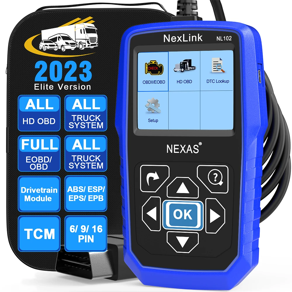 

Nexas NL102 Professional OBD2 Truck Car Diagnostic Tool 12-24V ABS D.P.F ESP Code Reader EOBD HDOBD All System OBD 2 Scanner