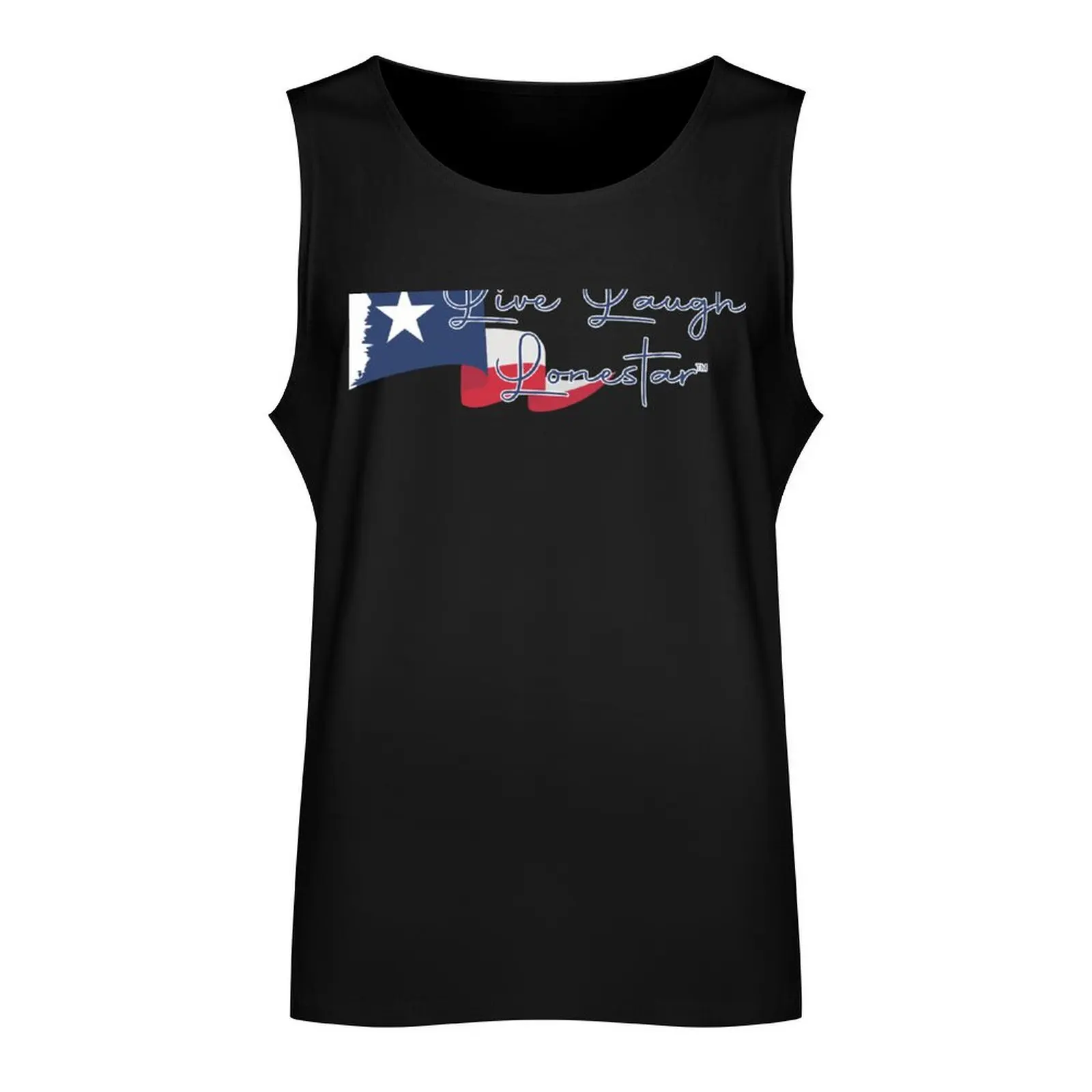 Live Laugh Lonestar (TM) Texas Flag Banner Blue Tank Top summer 2024 gym training accessories Men sleeveless tee