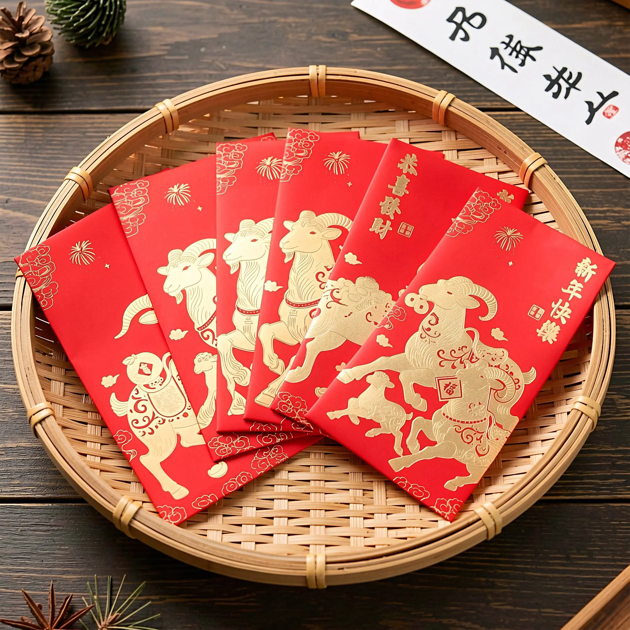 36pcs 2027 Lunar Sheep Year Chinese Red Envelope Money Packet New Year Hong Bao Spring Festival Money Packing Bag