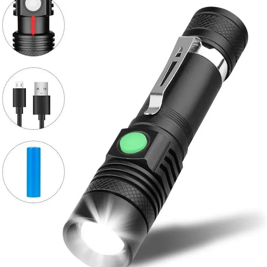 

Новый USB перезаряжаемый фонарик T6 Zoom Long Beam Flashlight Мини светодиодный портативный ручной фонарик