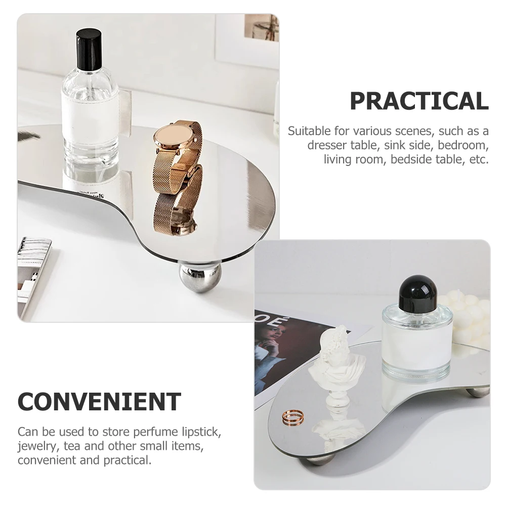 

1PC Silver Moon Shaped Acrylic Vanity Tray Perfume Lipstick Jewelry Storage ganizer Stand Heavy Duty Stainless
