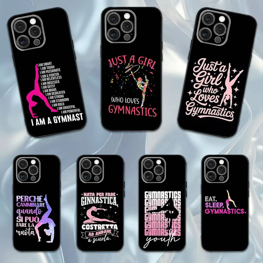 

GYM Girl Gymnastic Athlete Phone Case For iPhone 17,16,15,14,13,12,Pro,Max,Plus,E,SE4,Air,Mini Black Soft Box