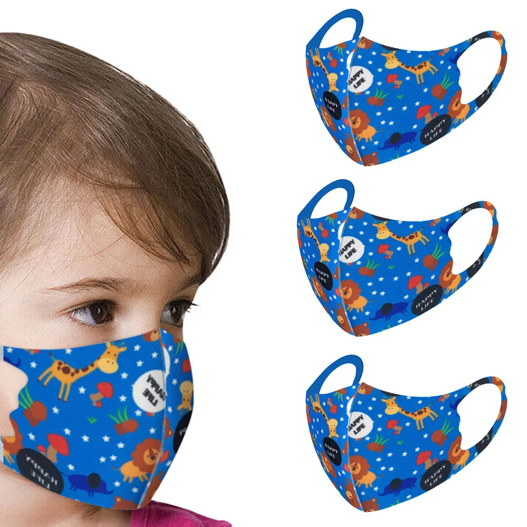 Mascarilla lavable con estampado de dibujos animados para niños, máscara de algodón con filtro, cómoda y transpirable, Popular, 3 piezas