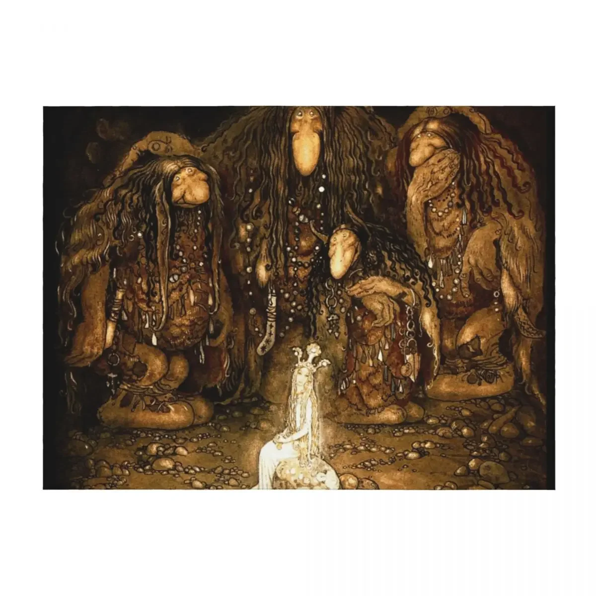 

Princess in Troll cave - John Bauer Throw Blanket Blankets For Bed Bed covers Picnic Fashion Sofas Blankets