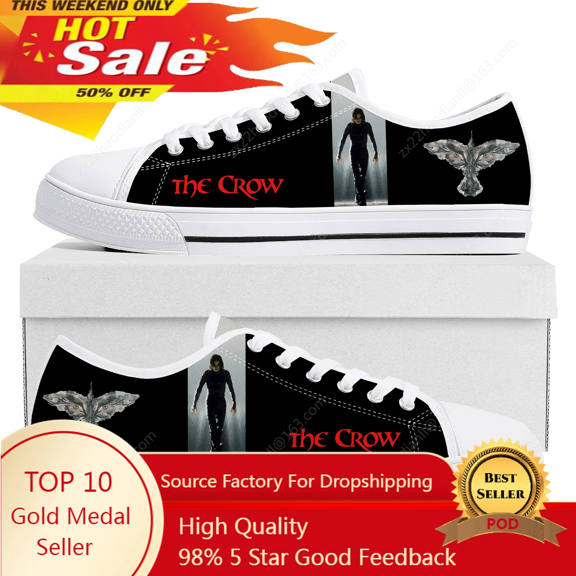 

Crow Classic Movie Low Top Sneakers Mens Womens Teenager High Quality Canvas Sneaker couple Casual Shoes Customize DIY Shoe