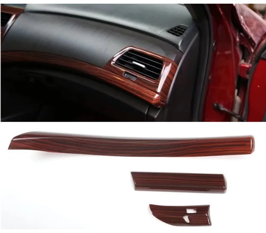 3pcs Wood Color Car Interior Central Control Trim Cover for Honda Accord Eight Generation 2008-2012 Car Accessories Styling