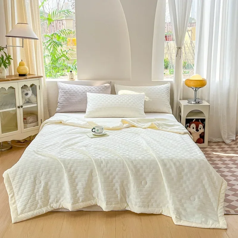 New waffle washed cotton summer cool quilt machine washable single double air conditioner quilt thin quilt bedding