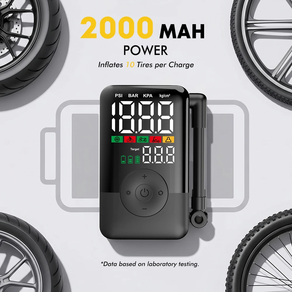 Carsun Multifunctional Cordless Air Pump Smart Digital Tire Inflator Rechargeable Compressor for Motorcycle Bicycle Outdoor