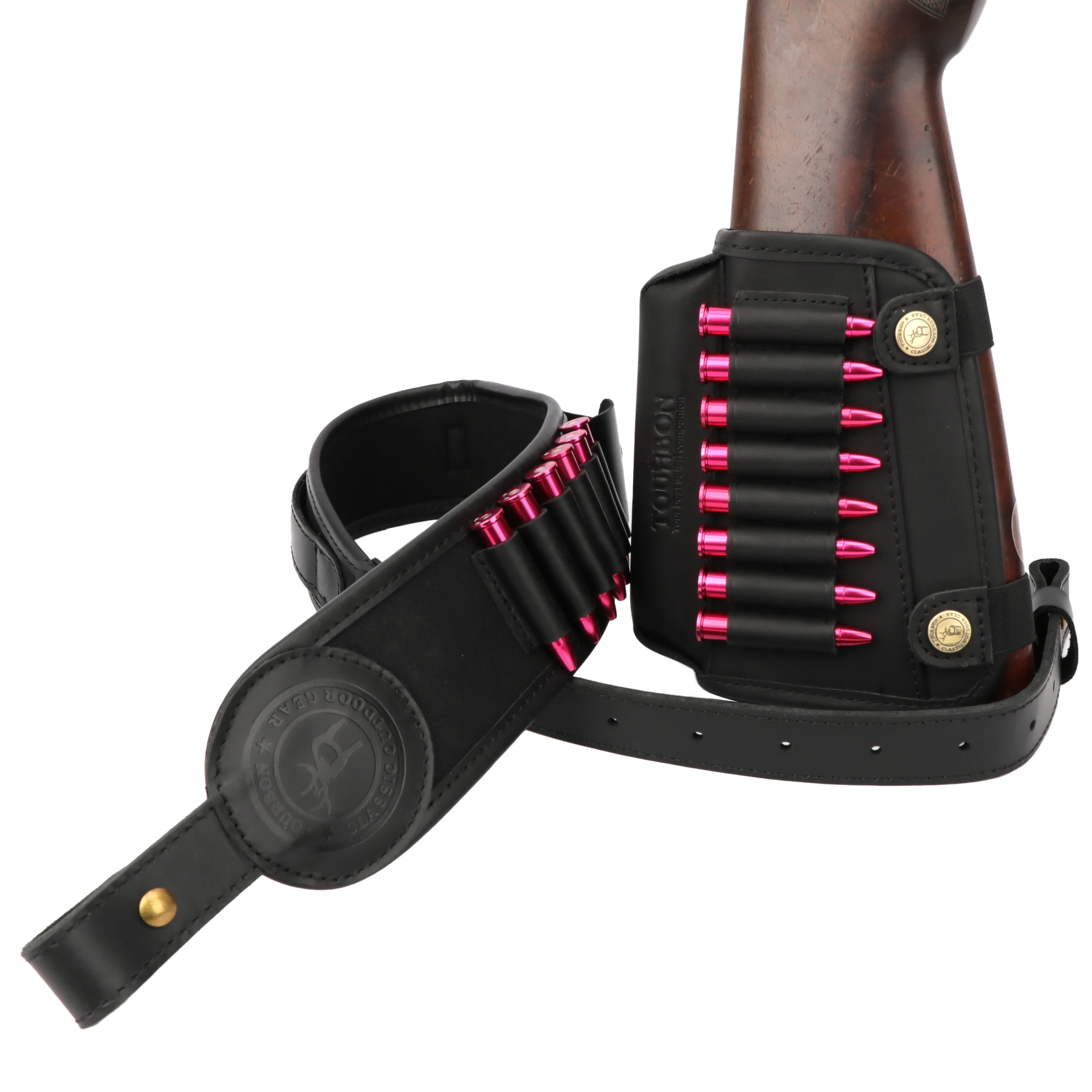 Tourbon Hunting Rifle Gun Buttstock Cheek Rest W/Ammo Holder .306.30-08 Rifle Sling Gun Shoulder Strap Black 1 Set