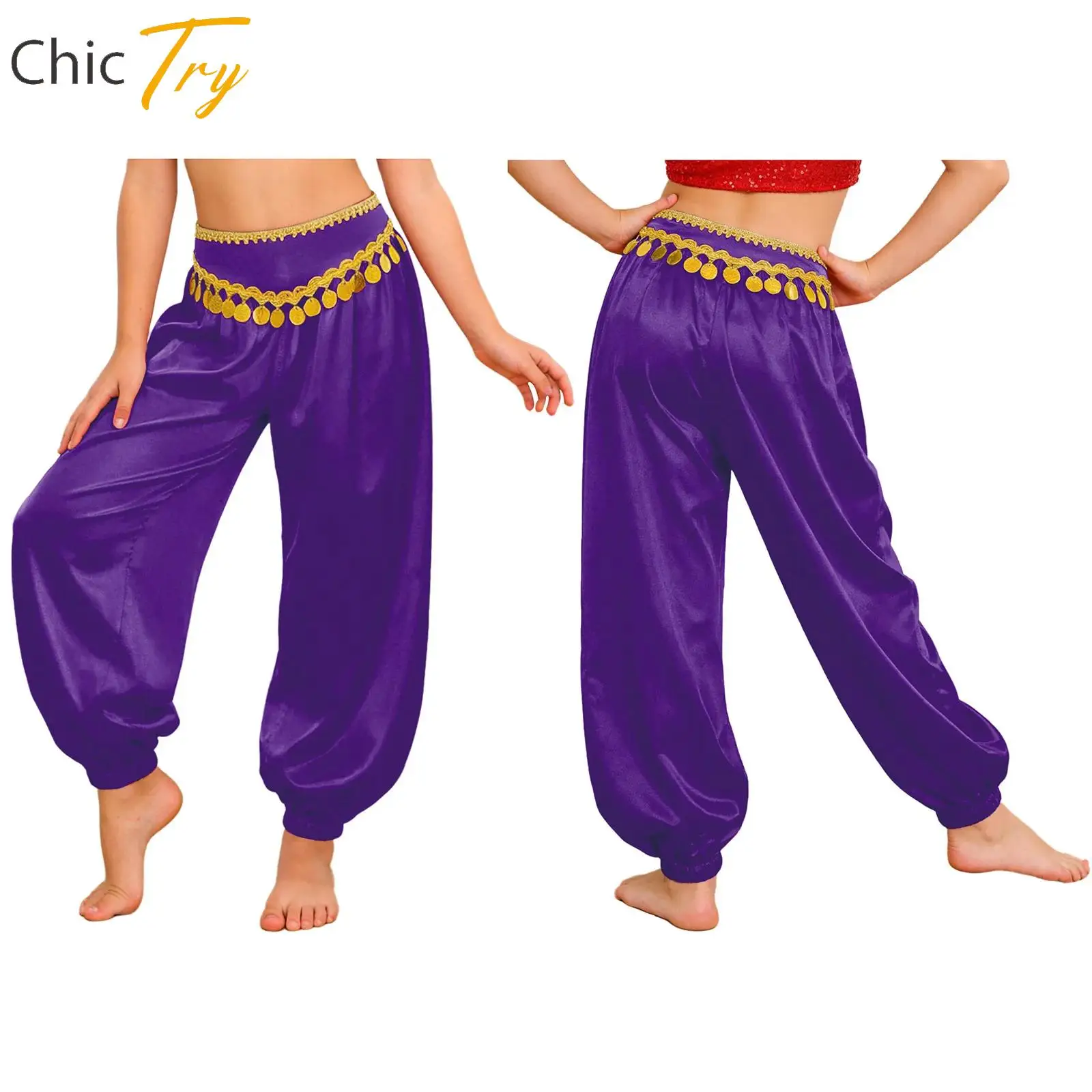 

Children Belly Dance Harem Pants Halloween Carnival Costume Sequin Tassel Bloomers Tribal Arabic Dance Performance Dress Up Wear