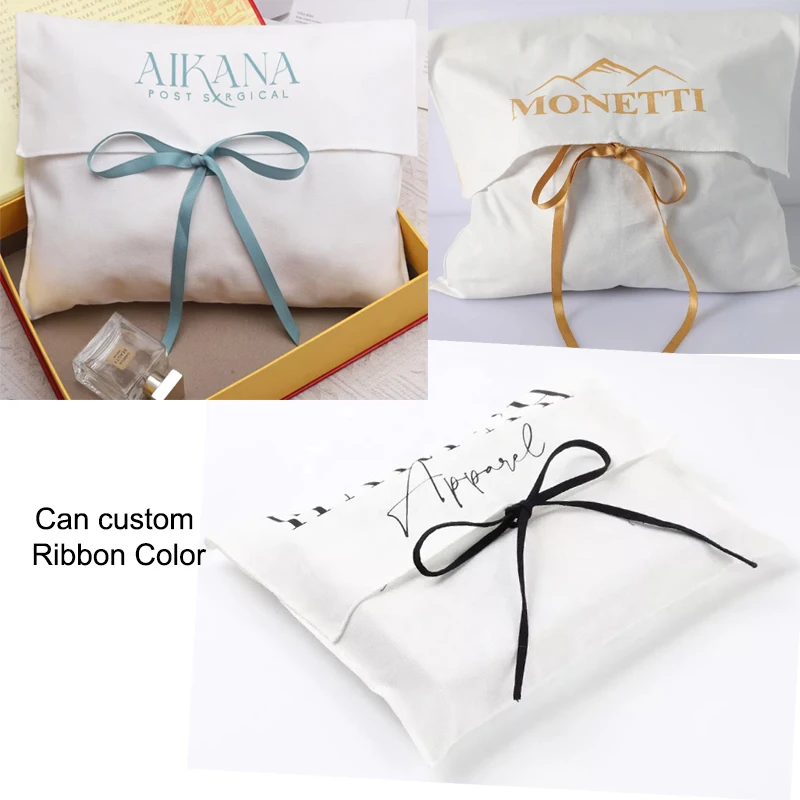Busta di tela Sacchetti regalo 10x8 cm 12x12 cm 18X13 cm 20x15 cm Nastro di cotone Party Candy Sacchetto per la polvere Logo personalizzato Sacchetti con patta per gioielli