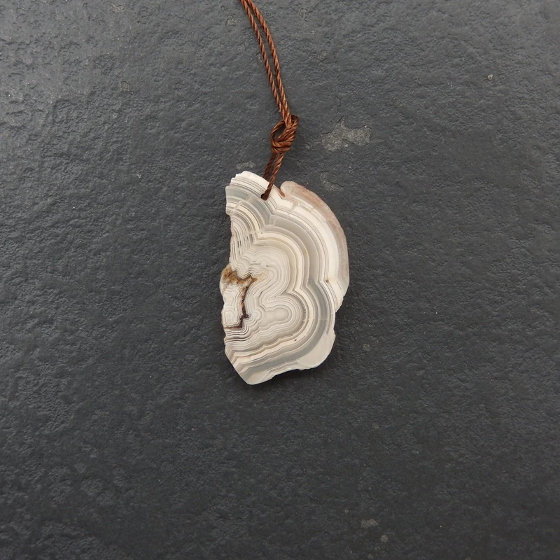 Natural Crazy Lace Agate Slab Pendant – Swirl-Banded Raw-Edge Gemstone for Handmade Jewelry & Artisanal Crafts 33x20x4mm-4g