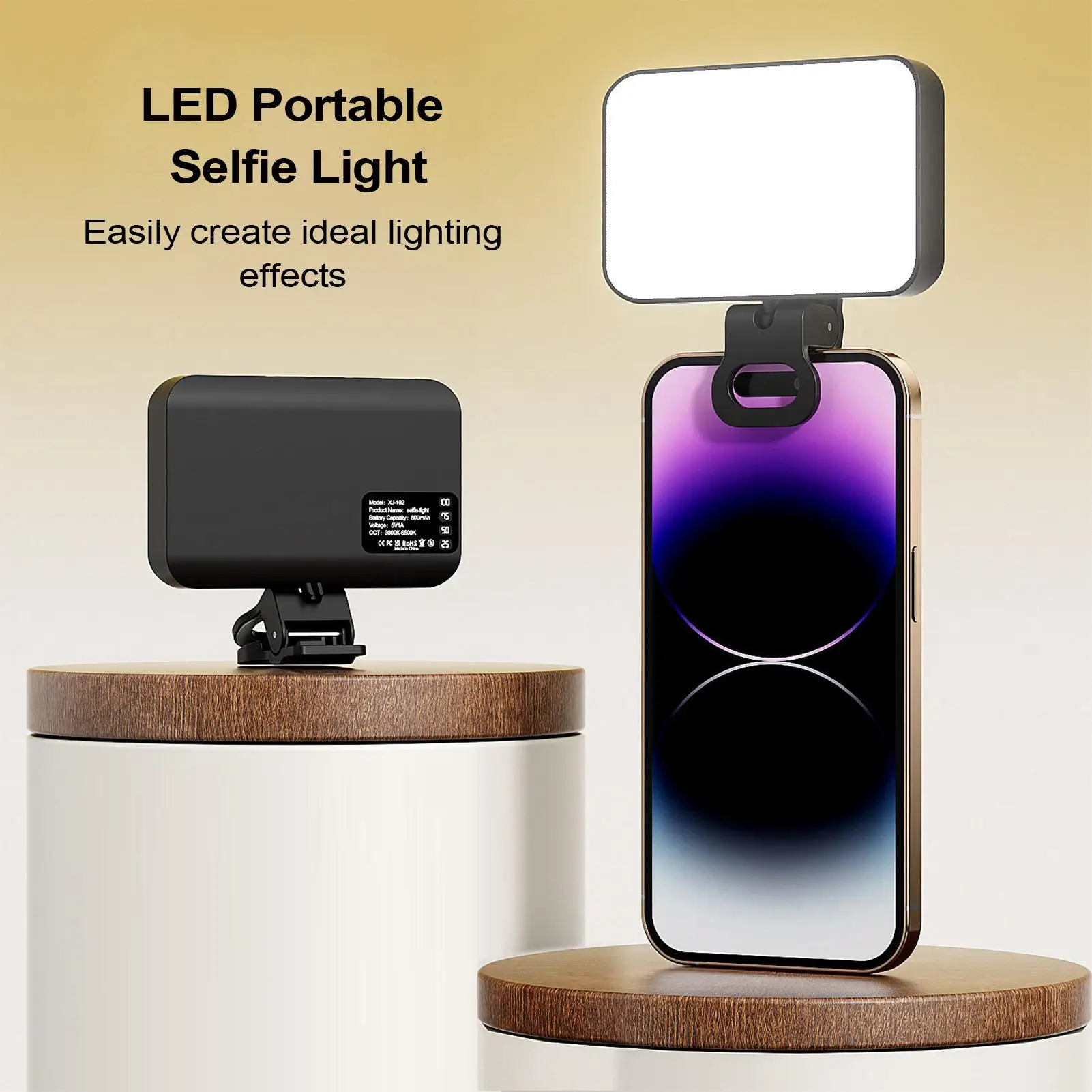 Portable Phone Selfie Light Rechargeable 3 Color Modes Adjustable Brightness Clip-on LED Light For Makeup Vlogging Live