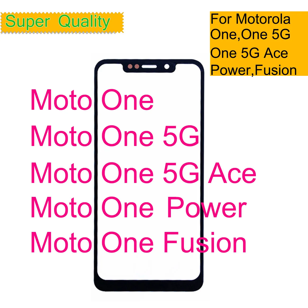 For Motorola Moto One 5G Ace Power Fusion Touch Screen Front Outer Glass Panel LCD Lens With OCA Glue Replacement