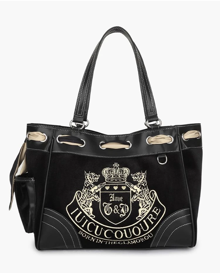 Ladies Large-Capacity Tote Bag, Y2K Women Vintage Retro Chic Embroidery Velvet Handbags, Girl Shopping Shoulder Bag, Hand Bag