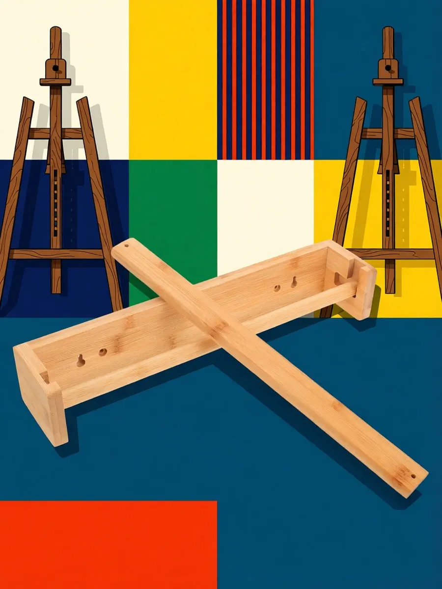 Wooden Art Easel Wall Mounted Roll Paper Holder Sturdy Drawing Painting Stand for Home Classroom