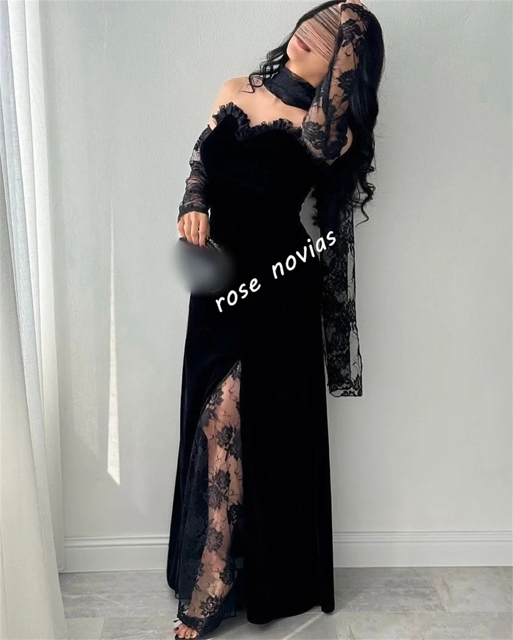 Customized Velour Lace Edge Sweetheart Neck  A-line Long Dresses Bespoke Occasion Elegant Party Wedding Guest Evening Gown