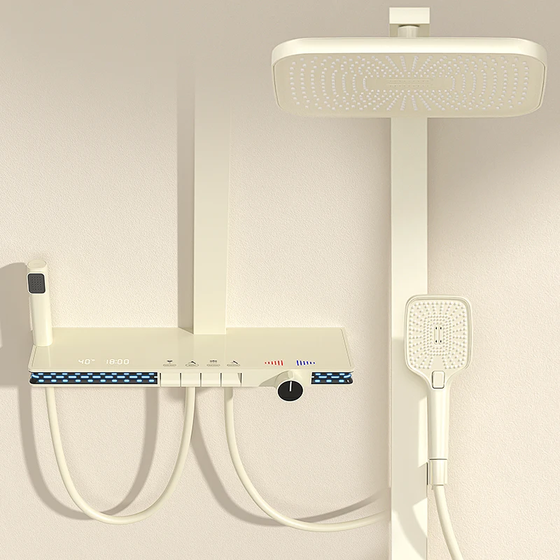 Set doccia da bagno digitale per pianoforte Illuminazione ambientale Sistema doccia da bagno digitale caldo freddo Accessori per rubinetti da bagno a cascata