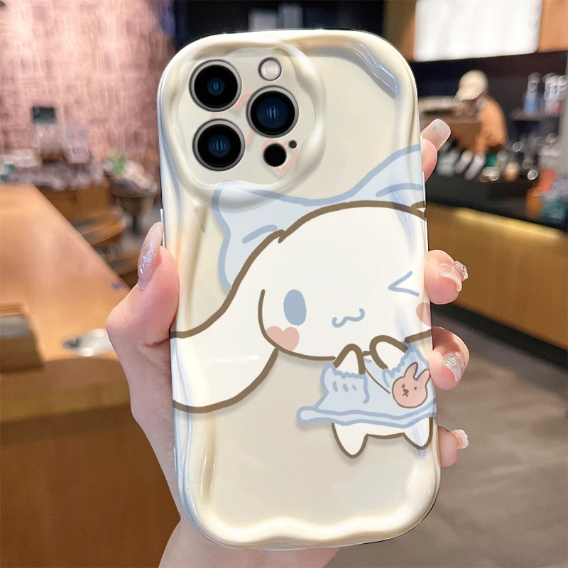 

Lovely Sanrio Cinnamoroll Phone Case for iPhone 15 14 13 12 11 Pro Max 15 14 8 7Plus XR X XS Max Transparent Silicone Back Cover