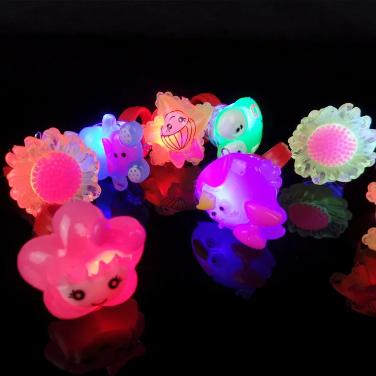 5PCS LED Glowing Ring Cute Acrylic Candy Colour Glowing Ring Children's Birthday Party Christmas Wedding Guest Giveaway Gift