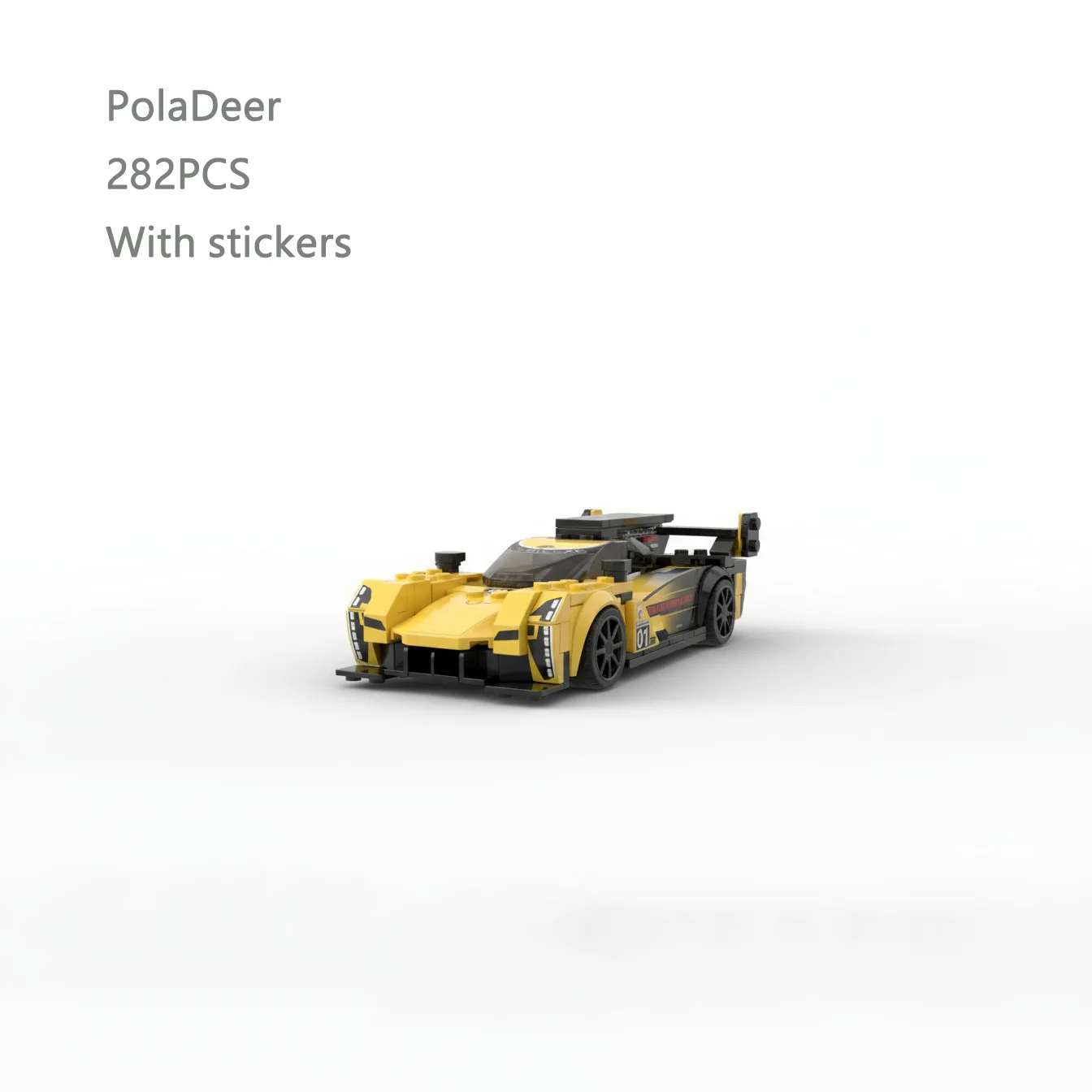 

282 шт. Чемпионат MOC V-Series.R # 2 Золото No. 1, гоночные строительные блоки, собранная своими руками модель игрушечного кирпича, детские подарки на день рождения