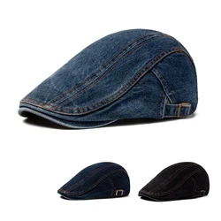 CNTANG Men's Jean Berets Summer Newsboy Hats For Women Casual Solid Color Retro Literary Forward Cap Peaked Painter Caps Boina