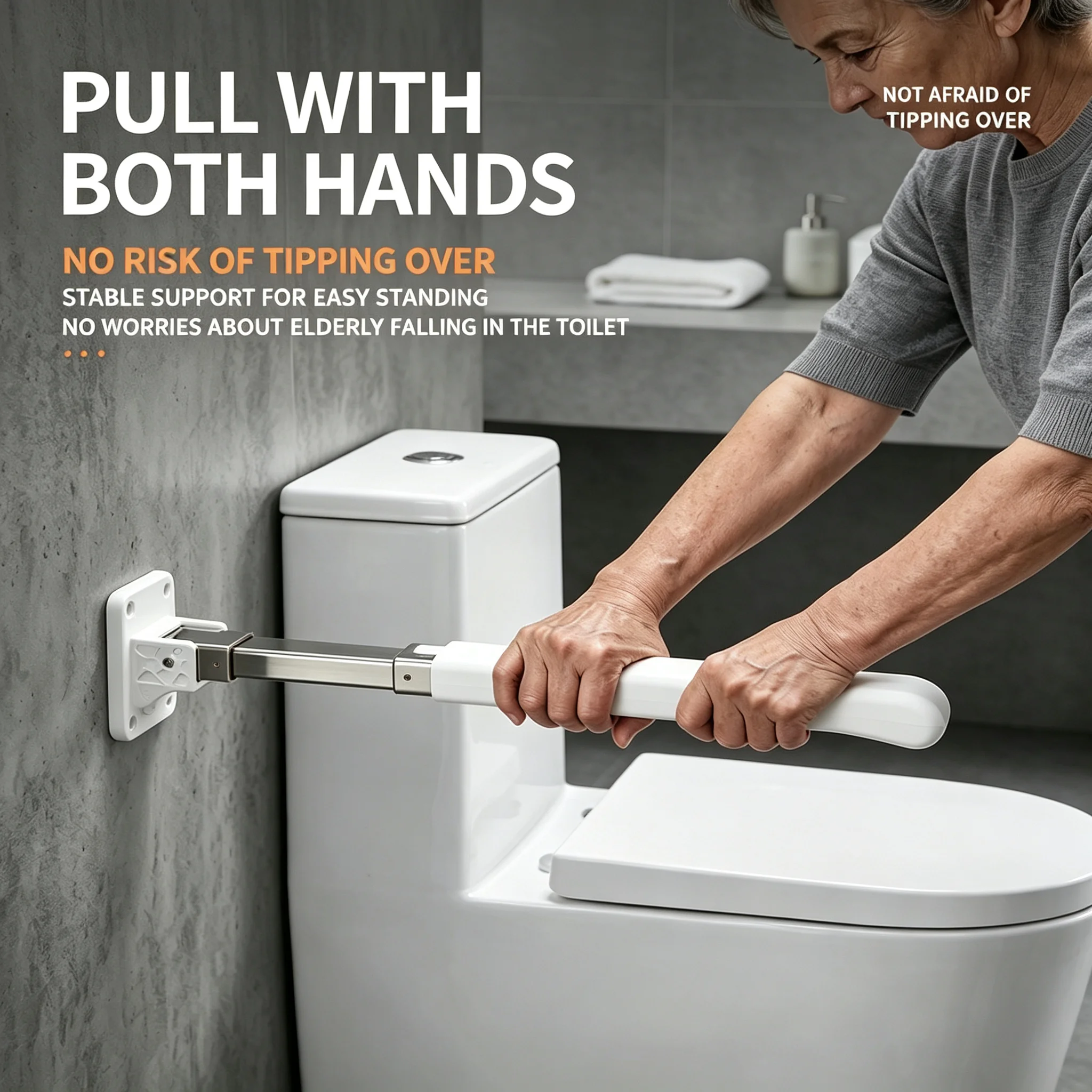 Universal Toilet Grab Bar 304 Stainless Steel Non Slip Bathroom Handrails Flip Up Sturdy Supports Rails For Elderly And Disabled
